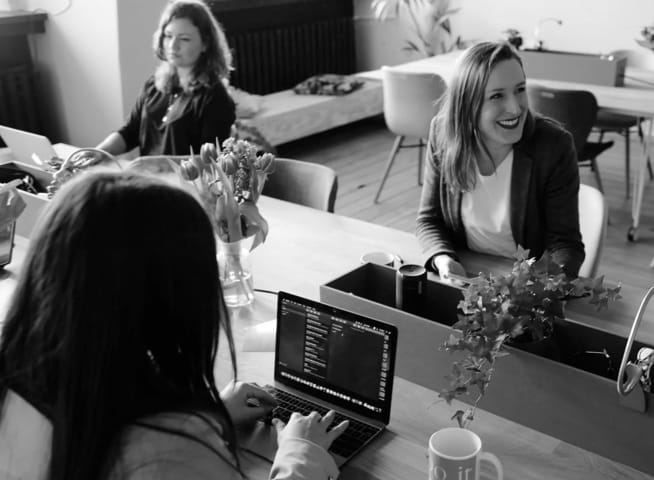 three women working in the office